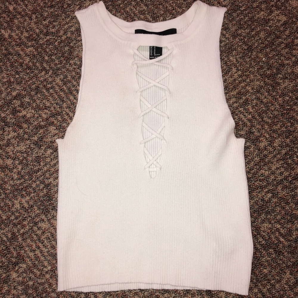 White cutout tank top